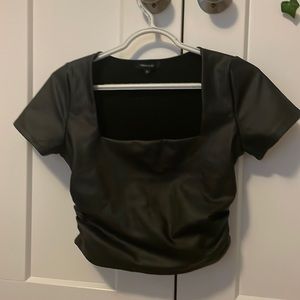 Faux leather top